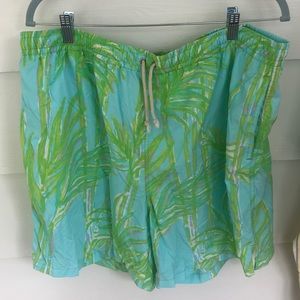 Lilly Pulitzer Light Blue and Green Swim Trunk